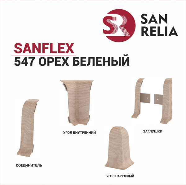 Угол наружный SanFlex (547 Орех беленый)